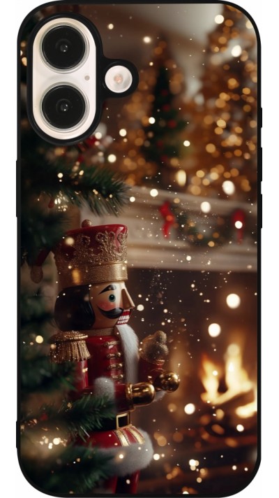Coque iPhone 16 - Silicone rigide noir Christmas 25 Xmas Nutcracker