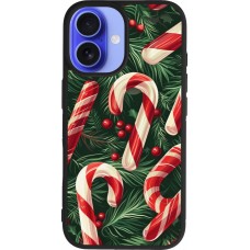 Coque iPhone 16 - Silicone rigide noir Christmas 25 Xmas Stick