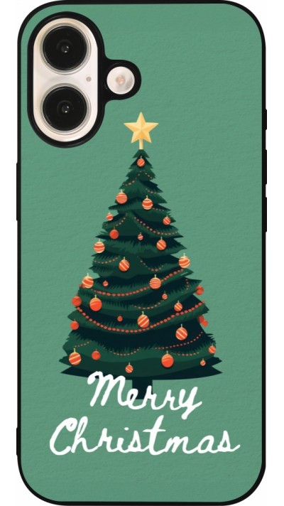 Coque iPhone 16 - Silicone rigide noir Christmas 25 Xmas Tree