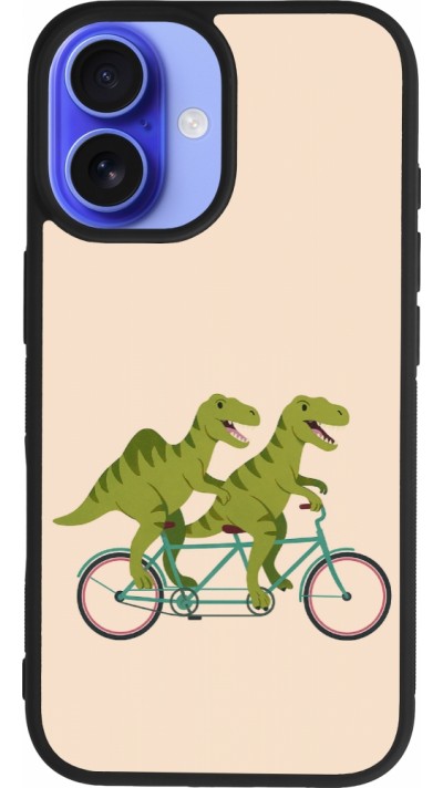 Coque iPhone 16 - Silicone rigide noir Dinosaurs on bikes 2026