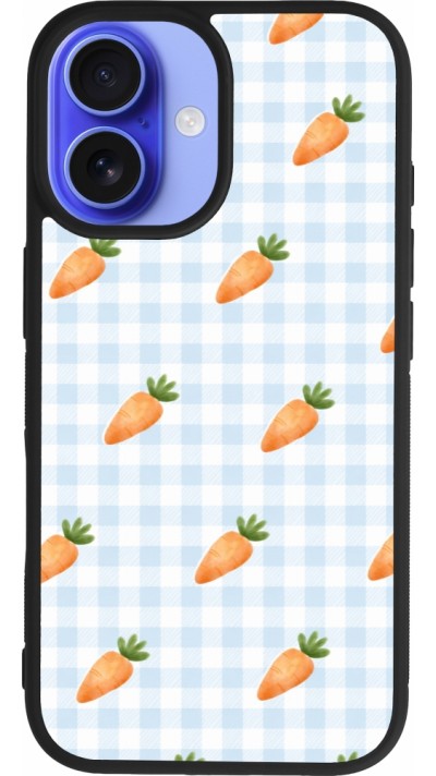 Coque iPhone 16 - Silicone rigide noir Easter 2026 Pattern carrots