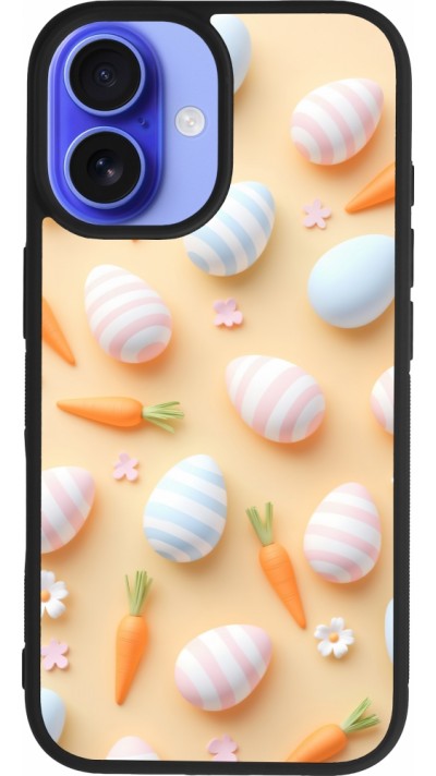 Coque iPhone 16 - Silicone rigide noir Easter 2026 Pattern Easter