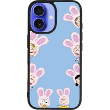 Coque iPhone 16 - Silicone rigide noir Easter 2026 Snoopy