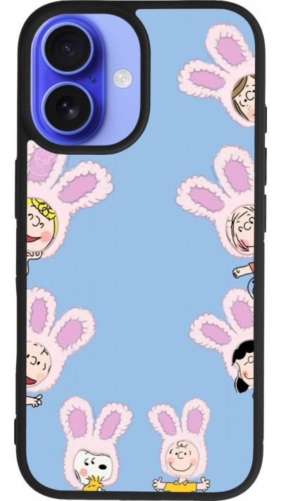Coque iPhone 16 - Silicone rigide noir Easter 2026 Snoopy