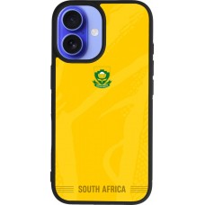 Coque iPhone 16 - Silicone rigide noir Maillot de football Afrique du Sud 2026 personnalisable