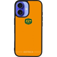 Coque iPhone 16 - Silicone rigide noir Maillot de football Australie 2026 personnalisable