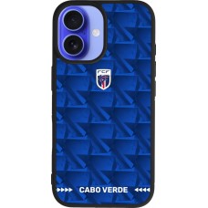 Coque iPhone 16 - Silicone rigide noir Maillot de football Cap-Vert 2026 personnalisable