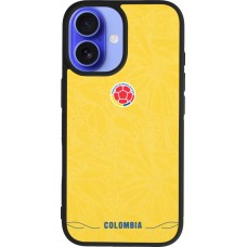 Coque iPhone 16 - Silicone rigide noir Maillot de football Colombie 2026 personnalisable