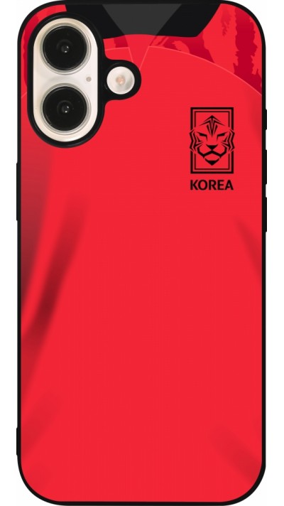 iPhone 16 Case Hülle - Silikon schwarz Südkorea 2022 personalisierbares Fussballtrikot