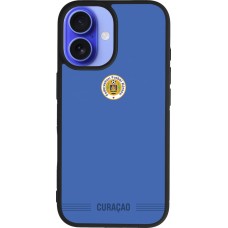 Coque iPhone 16 - Silicone rigide noir Maillot de football Curaçao 2026 personnalisable