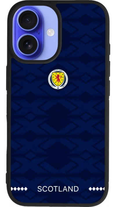 Coque iPhone 16 - Silicone rigide noir Maillot de football Ecosse 2026 personnalisable