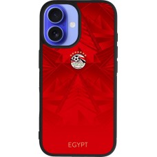 Coque iPhone 16 - Silicone rigide noir Maillot de football Égypte 2026 personnalisable
