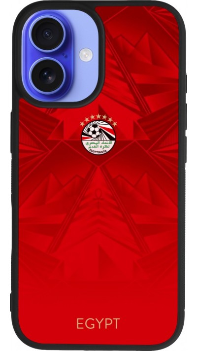 Coque iPhone 16 - Silicone rigide noir Maillot de football E?gypte 2026 personnalisable