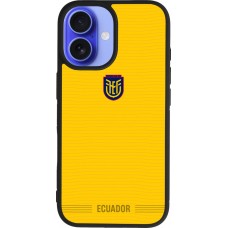 Coque iPhone 16 - Silicone rigide noir Maillot de football Équateur 2026 personnalisable