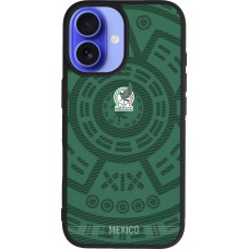 Coque iPhone 16 - Silicone rigide noir Maillot de football Mexique 2026 personnalisable