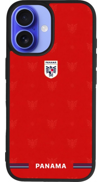 Coque iPhone 16 - Silicone rigide noir Maillot de football Panama 2026 personnalisable