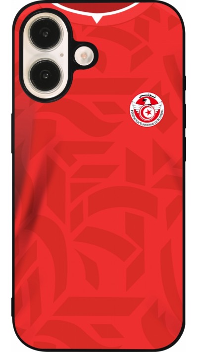 iPhone 16 Case Hülle - Silikon schwarz Tunesien 2022 personalisierbares Fussballtrikot