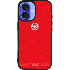 Coque iPhone 16 - Silicone rigide noir Maillot de football Tunisie 2026 personnalisable