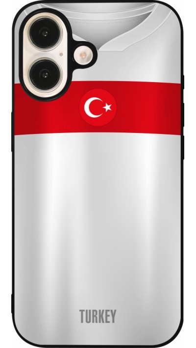 iPhone 16 Case Hülle - Silikon schwarz Türkei personalisierbares Fussballtrikot
