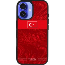 Coque iPhone 16 - Silicone rigide noir Maillot de football Turquie 2026 personnalisable
