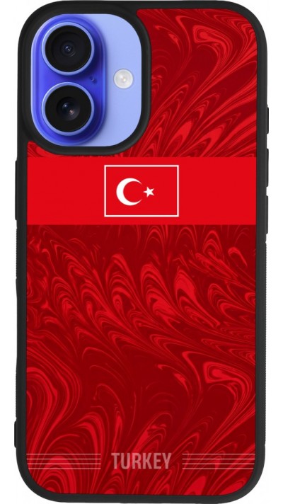 Coque iPhone 16 - Silicone rigide noir Maillot de football Turquie 2026 personnalisable