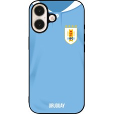 iPhone 16 Case Hülle - Silikon schwarz Uruguay 2022 personalisierbares Fussballtrikot