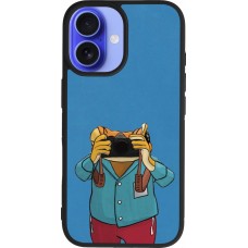 Coque iPhone 16 - Silicone rigide noir Frog with camera DTMF