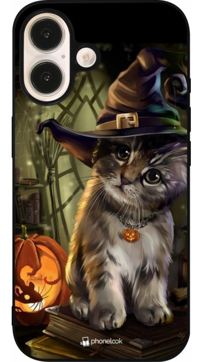 iPhone 16 Case Hülle - Silikon schwarz Halloween 21 Witch cat iPhone 16 Case Hülle - Silikon schwarz Halloween 21 Witch cat