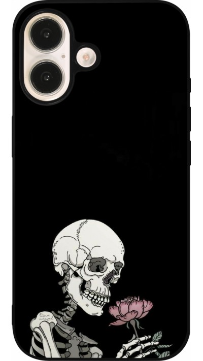 iPhone 16 Case Hülle - Silikon schwarz Halloween 2023 rose and skeleton iPhone 16 Case Hülle - Silikon schwarz Halloween 2023 rose and skeleton