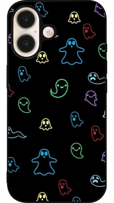 iPhone 16 Case Hülle - Silikon schwarz Halloween 2024 colorful ghosts iPhone 16 Case Hülle - Silikon schwarz Halloween 2024 colorful ghosts