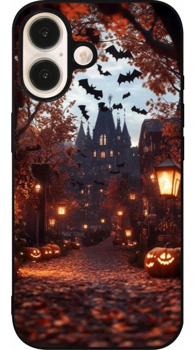 iPhone 16 Case Hülle - Silikon schwarz Halloween 2025 Haunted house iPhone 16 Case Hülle - Silikon schwarz Halloween 2025 Haunted house