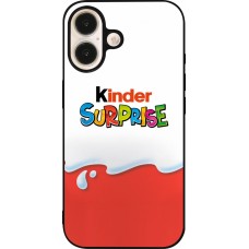 Coque iPhone 16 - Silicone rigide noir Kinder Surprise