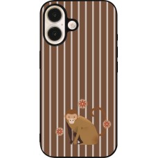 iPhone 16 Case Hülle - Silikon schwarz Monkey with stripes
