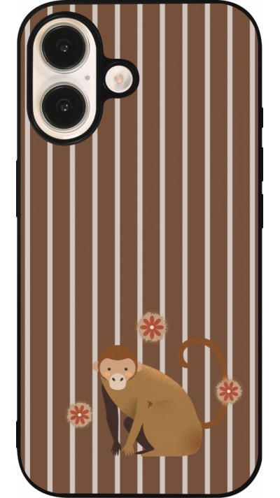 iPhone 16 Case Hülle - Silikon schwarz Monkey with stripes