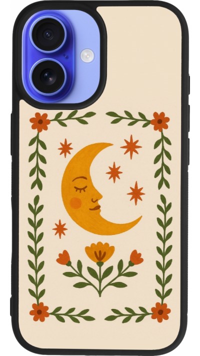 Coque iPhone 16 - Silicone rigide noir Half moon stamp 2026
