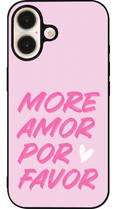 iPhone 16 Case Hülle - Silikon schwarz More amor porfavor