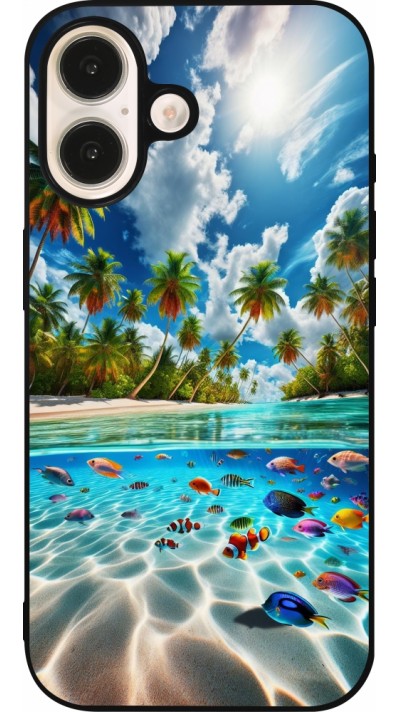 iPhone 16 Case Hülle - Silikon schwarz Strandparadies