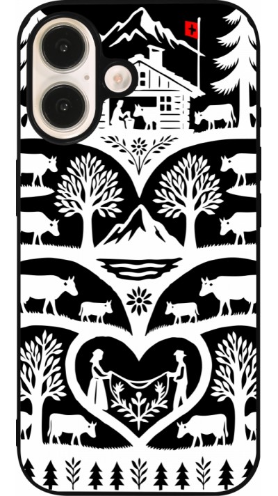 Coque iPhone 16 - Silicone rigide noir Poya Suisse 2 noir Coque iPhone 16 - Silicone rigide noir Poya Suisse 2 noir