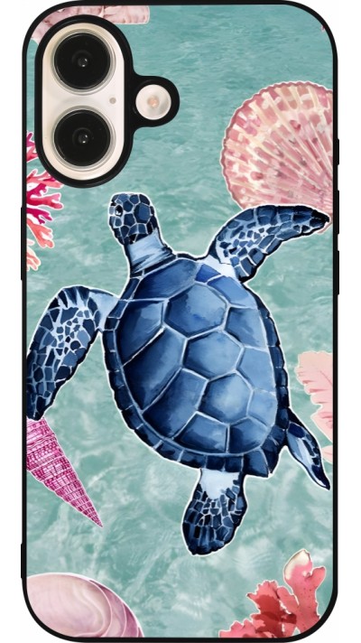Coque iPhone 16 - Silicone rigide noir Preppy Turtle Coque iPhone 16 - Silicone rigide noir Preppy Turtle