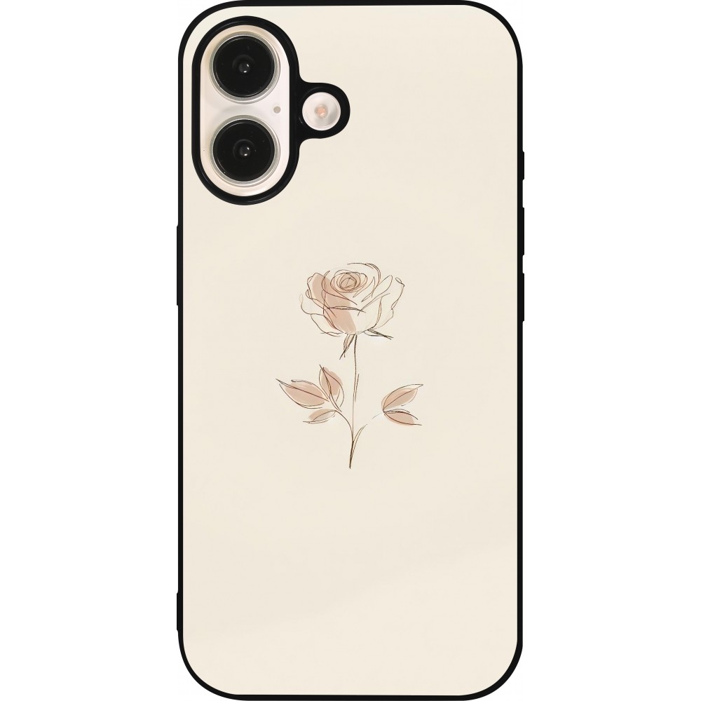 Coque iPhone 16 - Silicone rigide noir Sable Rose Minimaliste
