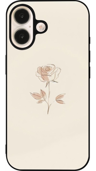Coque iPhone 16 - Silicone rigide noir Sable Rose Minimaliste