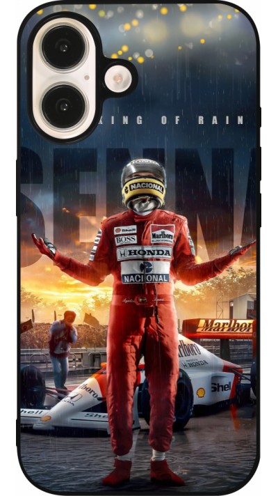 Coque iPhone 16 - Silicone rigide noir Senna The King of Rain