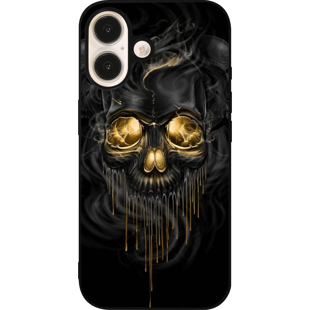 Coque iPhone 16 - Silicone rigide noir Skull 02