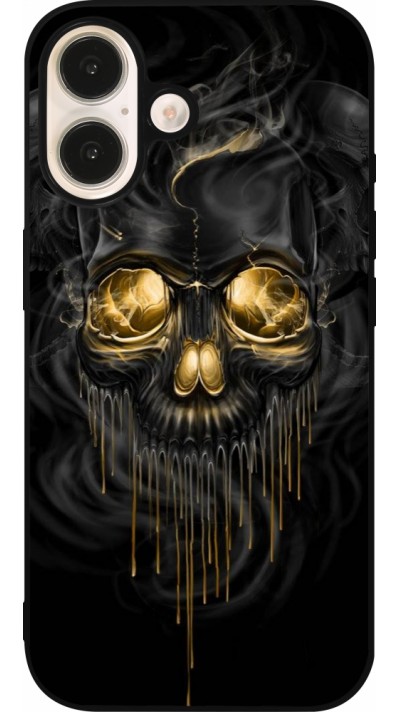 Coque iPhone 16 - Silicone rigide noir Skull 02 Coque iPhone 16 - Silicone rigide noir Skull 02