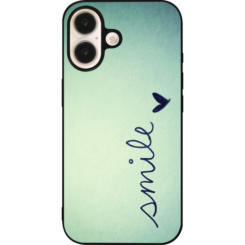 Coque iPhone 16 - Silicone rigide noir Smile