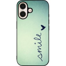 Coque iPhone 16 - Silicone rigide noir Smile
