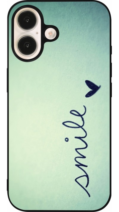 Coque iPhone 16 - Silicone rigide noir Smile Coque iPhone 16 - Silicone rigide noir Smile