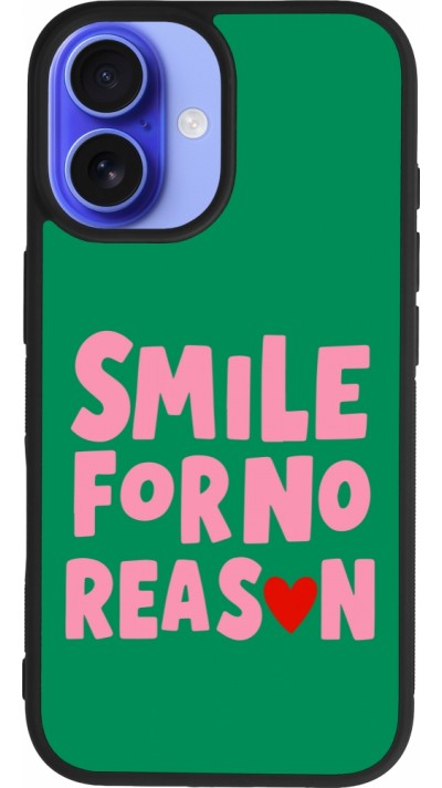 Coque iPhone 16 - Silicone rigide noir Smile for no reason 2026