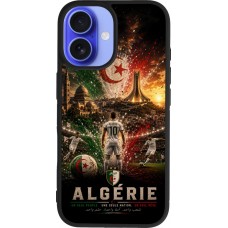 Coque iPhone 16 - Silicone rigide noir Football Algérie splash 2026
