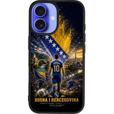 Coque iPhone 16 - Silicone rigide noir Football Bosnie-Herzégovine splash 2026